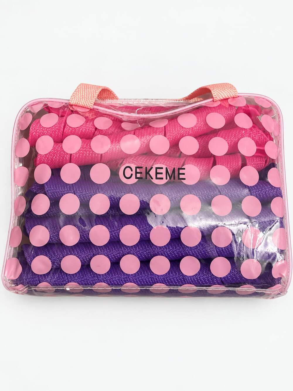 CEKEME No Heat Spiral Hair Curlers Kit with Styling Hooks in Polka Dot Travel Ba